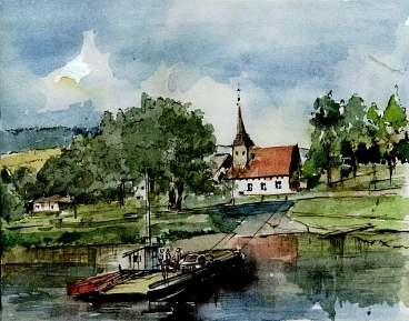 Fähre Bild als Aquarell