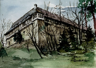 Schloss Nienover Bild als Aquarell